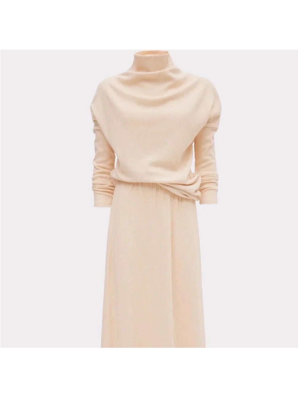 NWT Julia Allert Cream Mock Turtleneck Knit Top and Midi Skirt size Large
